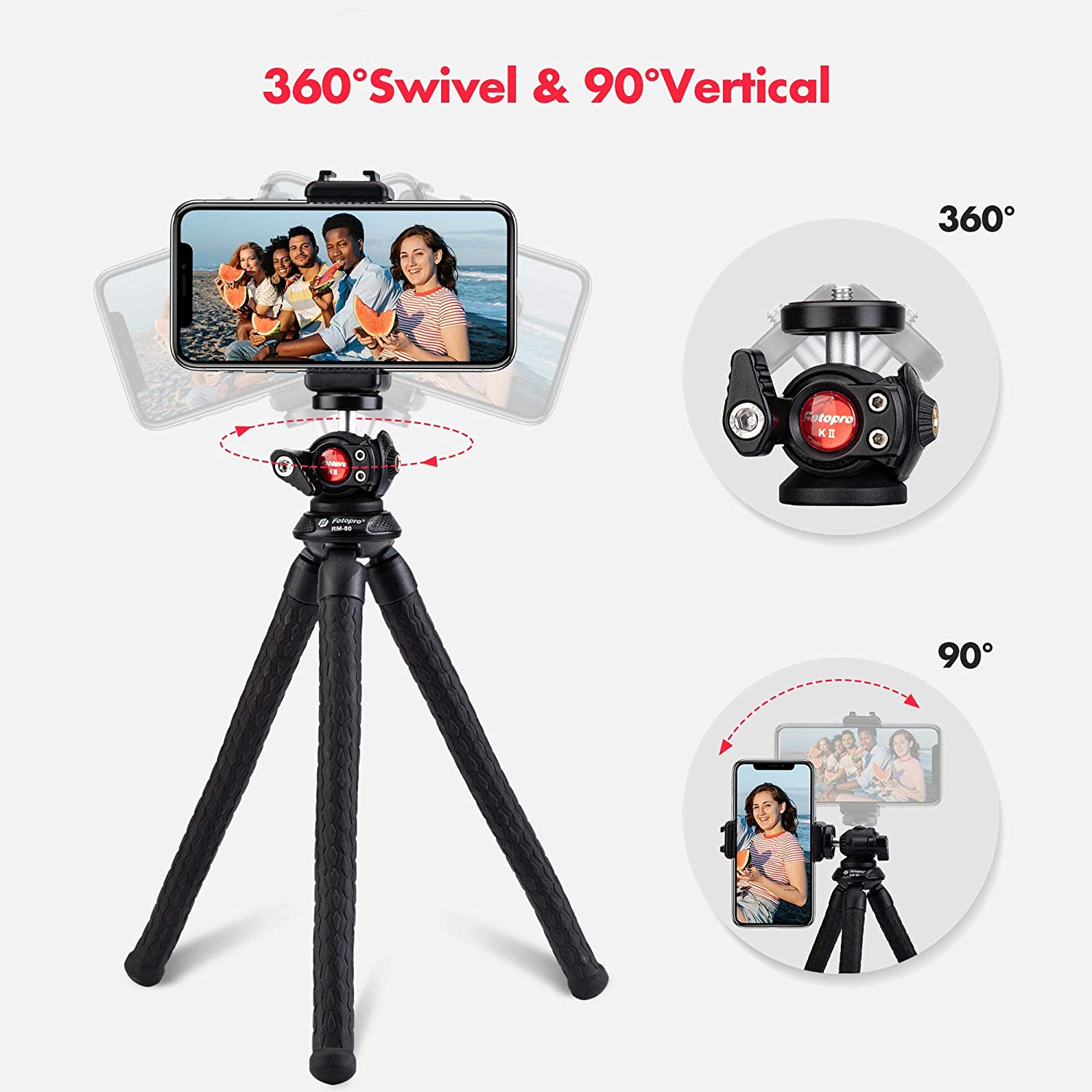 Fotopro Mini portátil impermeable pulpo flexibles Smartphone trípode de cámara fría de montaje con cabeza de bola con 1/4 tornillo