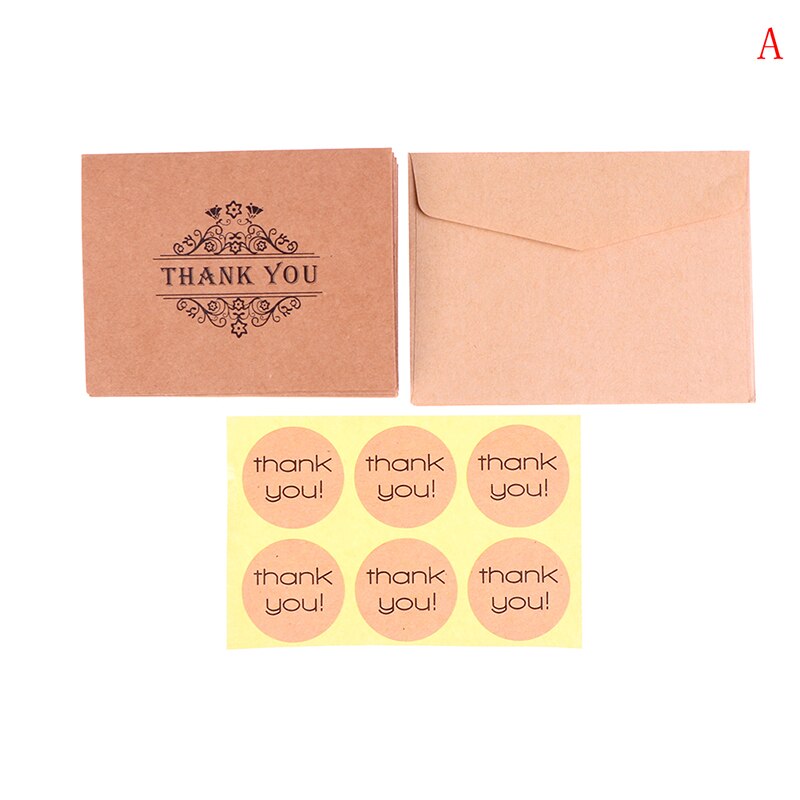 18Pcs Envelop Sticker Set Dank U Mini Brown Paper Card Wenskaart Kraftpapier Enveloppen Seal Sticker Wedding Party: A