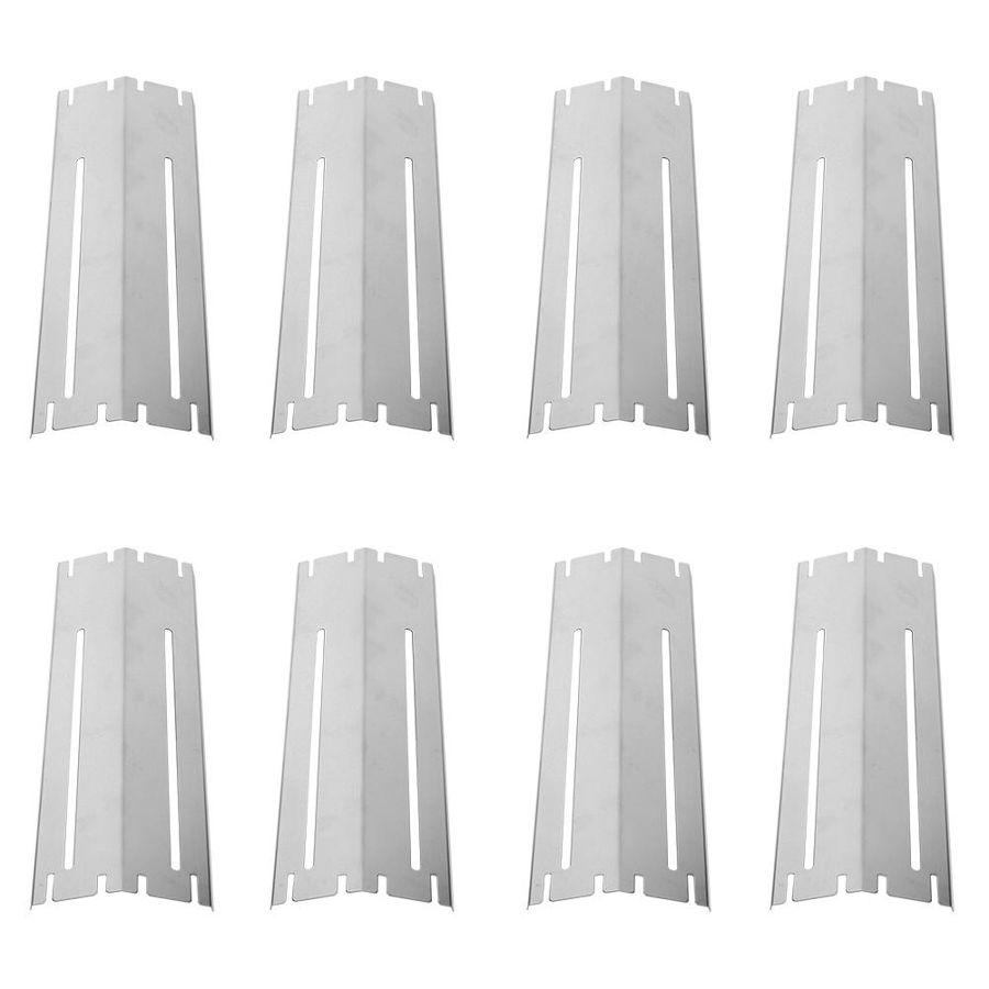 8pcs Adjustable Stainless Steel Gas Grill Heat Plate BBQ Heat Tent Replacement Porcelain Flavor BBQ Grill Pad Grill Cooking Tool
