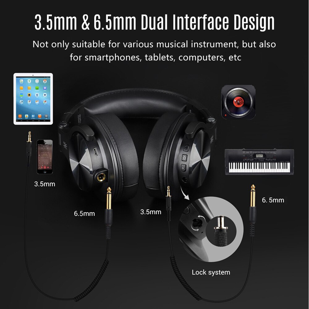 Wireless/ Wired Musical Instrument Monitor Headphones Wired Headset with 3.5mm & 6.5mm Audio Cables DJ recording headphone