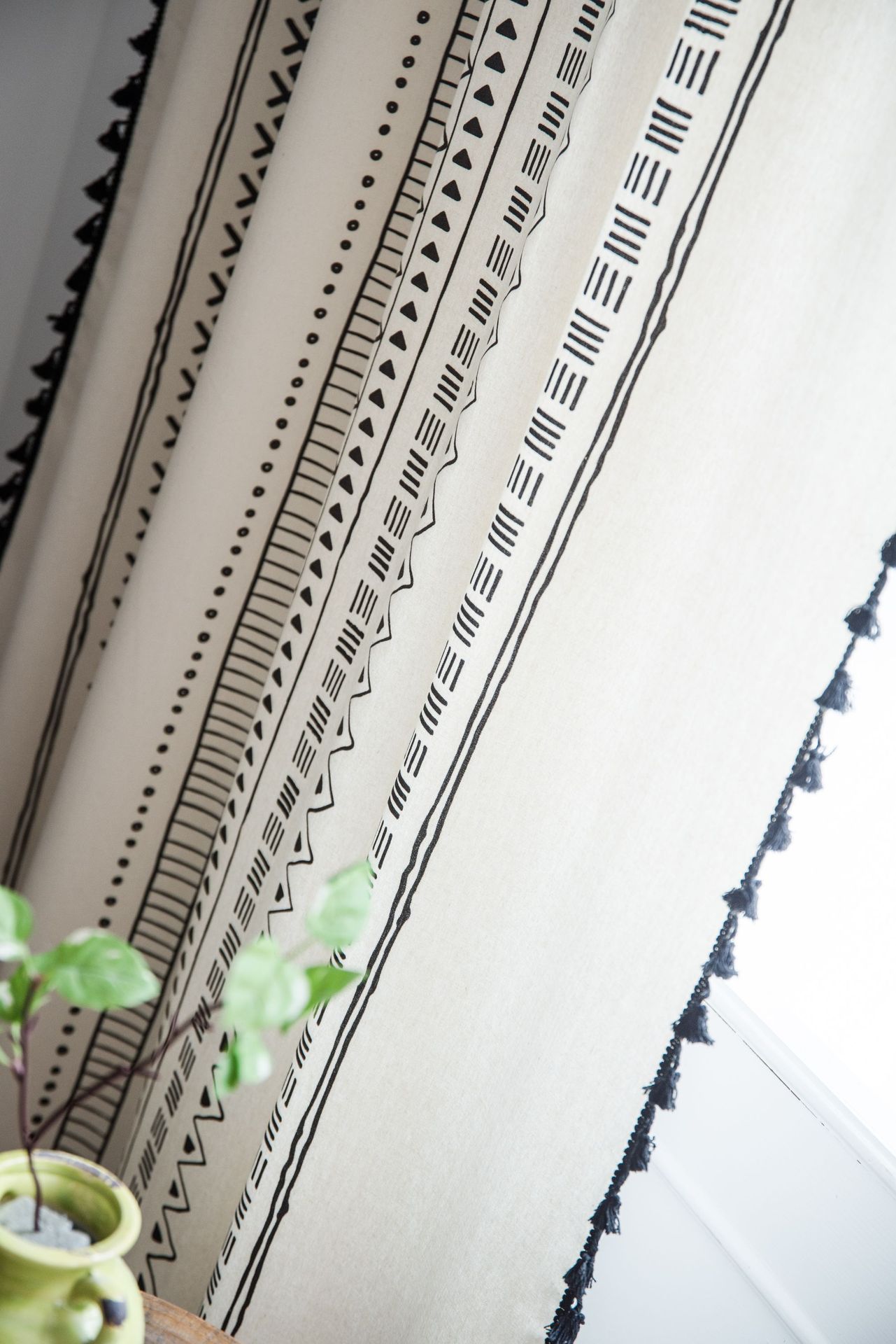 Rideaux de Style bohème avec pompon, en coton et imprimé, rideau pour fenêtre, baie vitrée, rideau de maison, cuisine, salon et chambre à coucher, 5 tailles