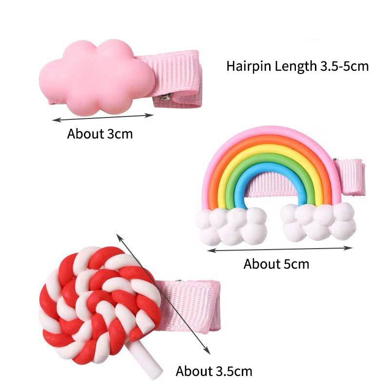 Hair Pins Baby Beauty Hair Pin Accessories Hairclips for Girls Rainbow Cheap 3pcs/set Cute Cloud Lollipop Kids Hairpins Headwear