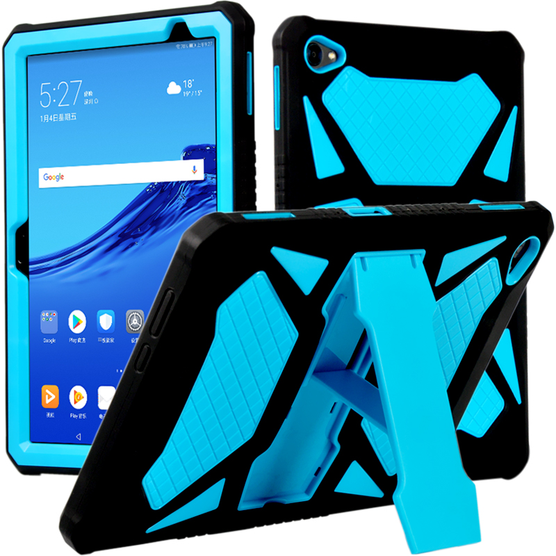 Heavy Duty Armor Case For Huawei MediaPad M5 Lite 10 PC and Silicon Cover for M5 Lite 10 BAH2-W19 BAH2-L09 BAH2-W09 10.1" + Flim: black blue