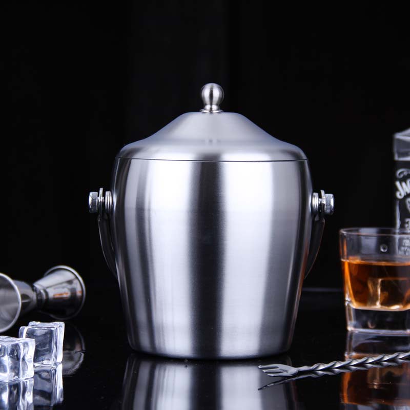 Autsel 7L Edelstahl Eiswürfelbehälter - Doppelwandig Isoliert Mit Deckel, Löffel & Zange