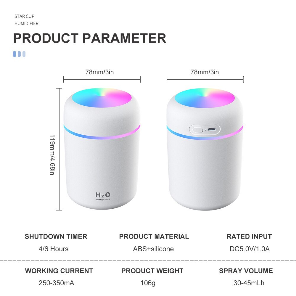 Draagbare Siliconen Luchtbevochtiger Usb Verblinden Cup Aroma Diffuser Cool Mist Maker Luchtbevochtiger Luchtreiniger Met Romantische Licht