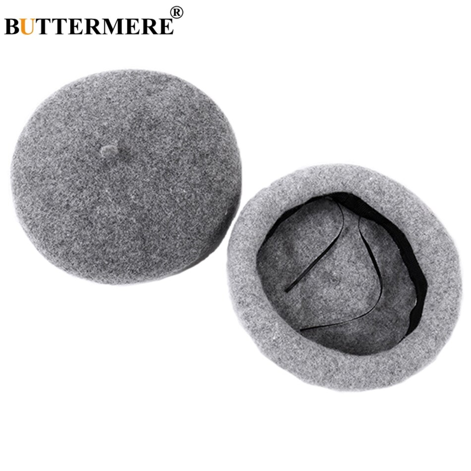 BUTTERMERE Women Wool Beret Hat Winter White Artistic Hats Ladies Solid Color Cashmere Soft Female French Painters Hats