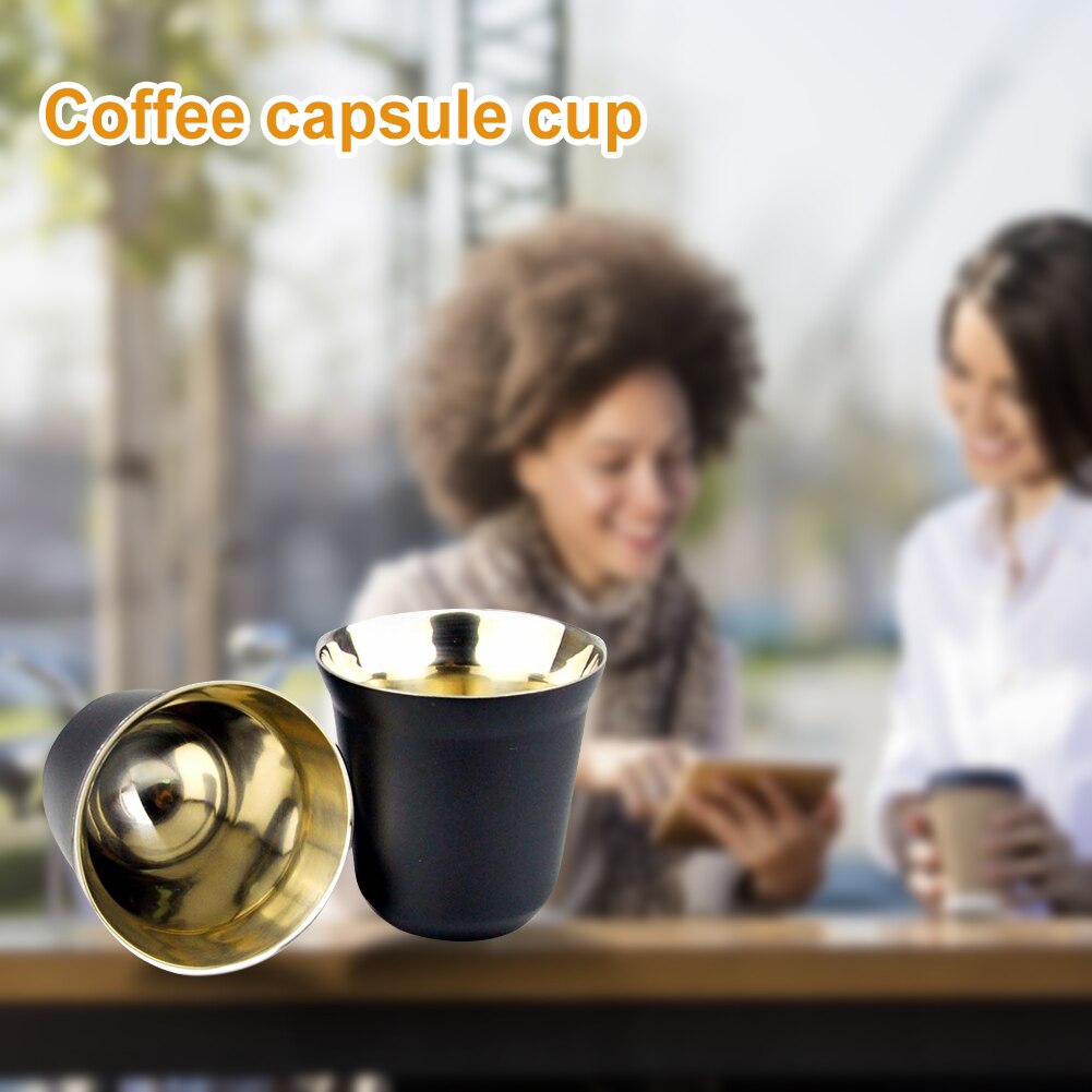 80ml dobbel vegg kaffekopp rustfritt stål kaffekrus espresso kaffekopper isolasjon kaffekopp kapsel krus te kaffekopper