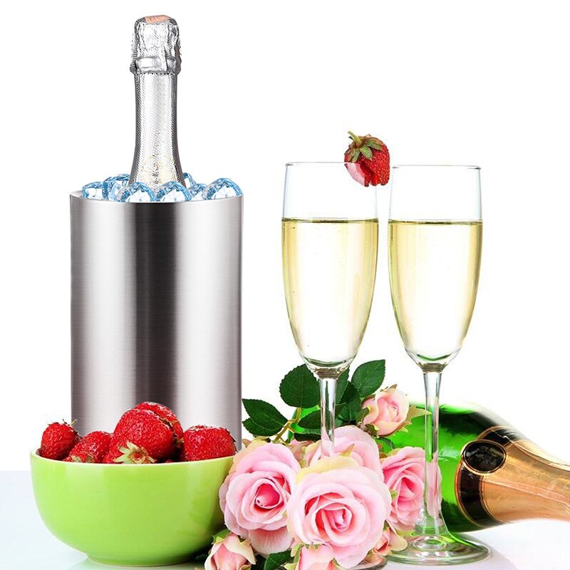 Upors rustfrit stål vinkøler spand dobbelt væg vin flaske køler holder champagne køler øl køler is spand bar værktøj