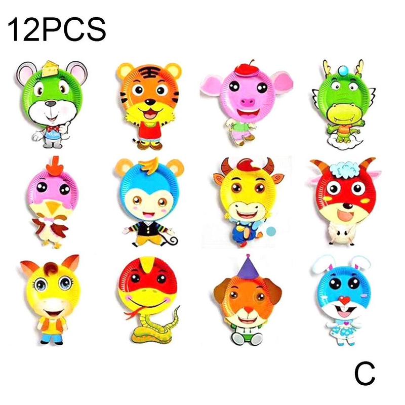 10Pcs Diy Plaat Kid 'S Handgemaakte Educatief Pakket Ouder-kind Speelgoed Set Sticker Schilderen Kleuterschool Diy Productie Puzzel: C