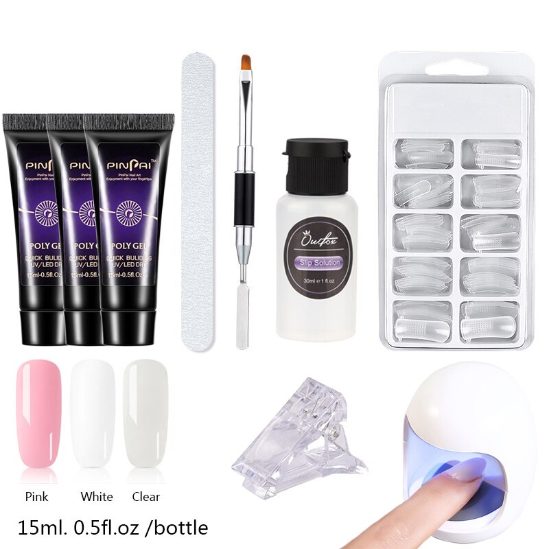 Poly Nagel Gel Kit Mit UV Lampe Für Verlängerung Set Maniküre Acryl Hybrid UV Gel Polnischen Kunst Lack Set Schnell builder Permanant: 6