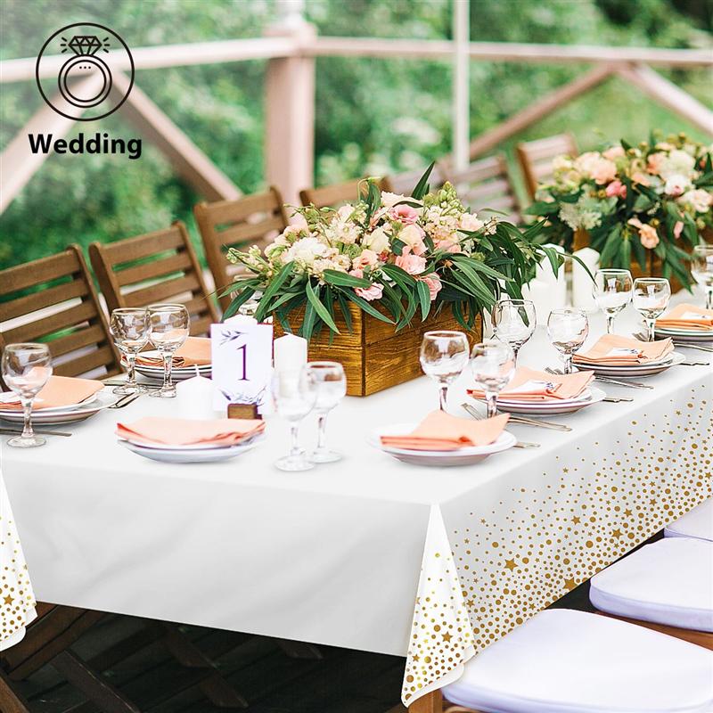 Homemaxs 4 pces peva toalha de mesa descartável retângulo à prova dwaterproof água capa de mesa para piquenique casa decoração da cozinha 274x137 cm