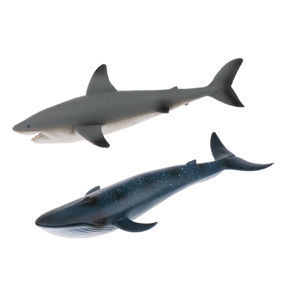 2 Pieces Whale & Blue Whale Sea Animal Marine Life Figure Models