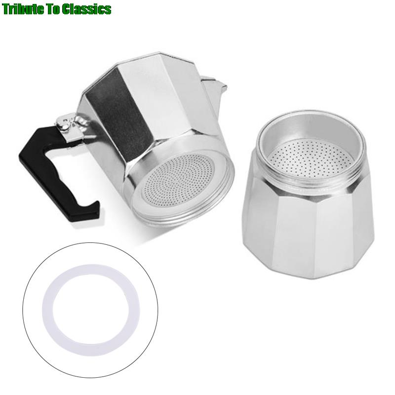3 Silicone Gaskets And 1Pc Stainless Steel Filter Moka Pot Coffee Bottle Replacement Compatible With 3/6/9/12 Cup Moka Express