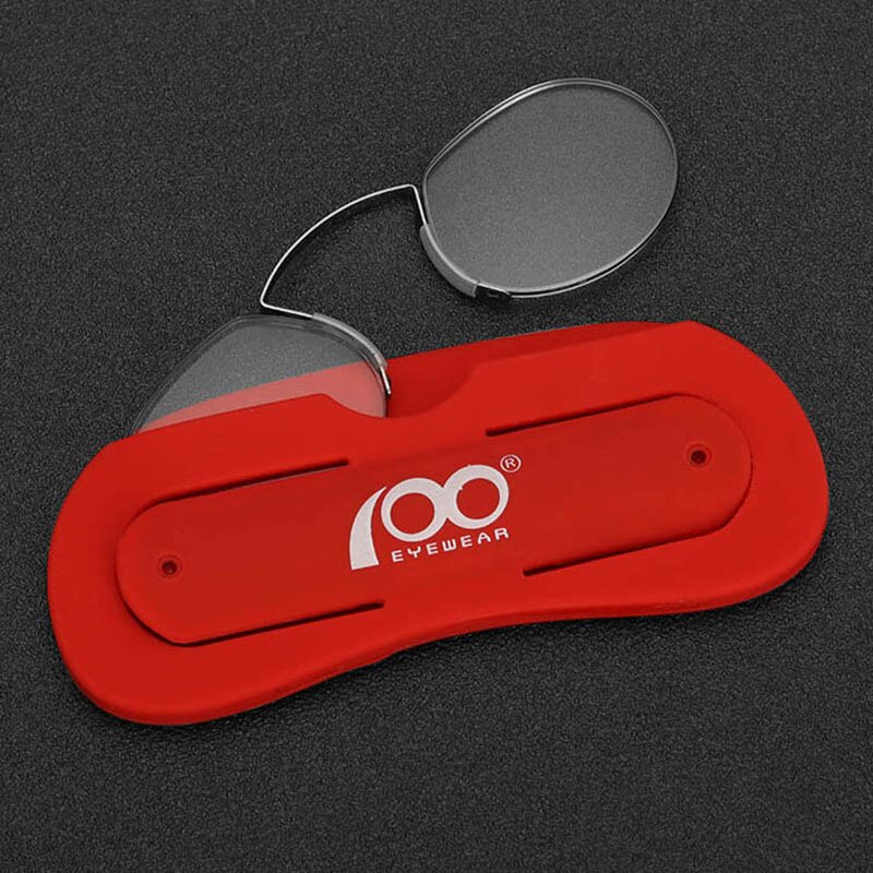 vision reading glasses stainless steel anti blue light SOS Emergency Nose Clip eyeglasses presbyopia #RD8107C8: +350 / red