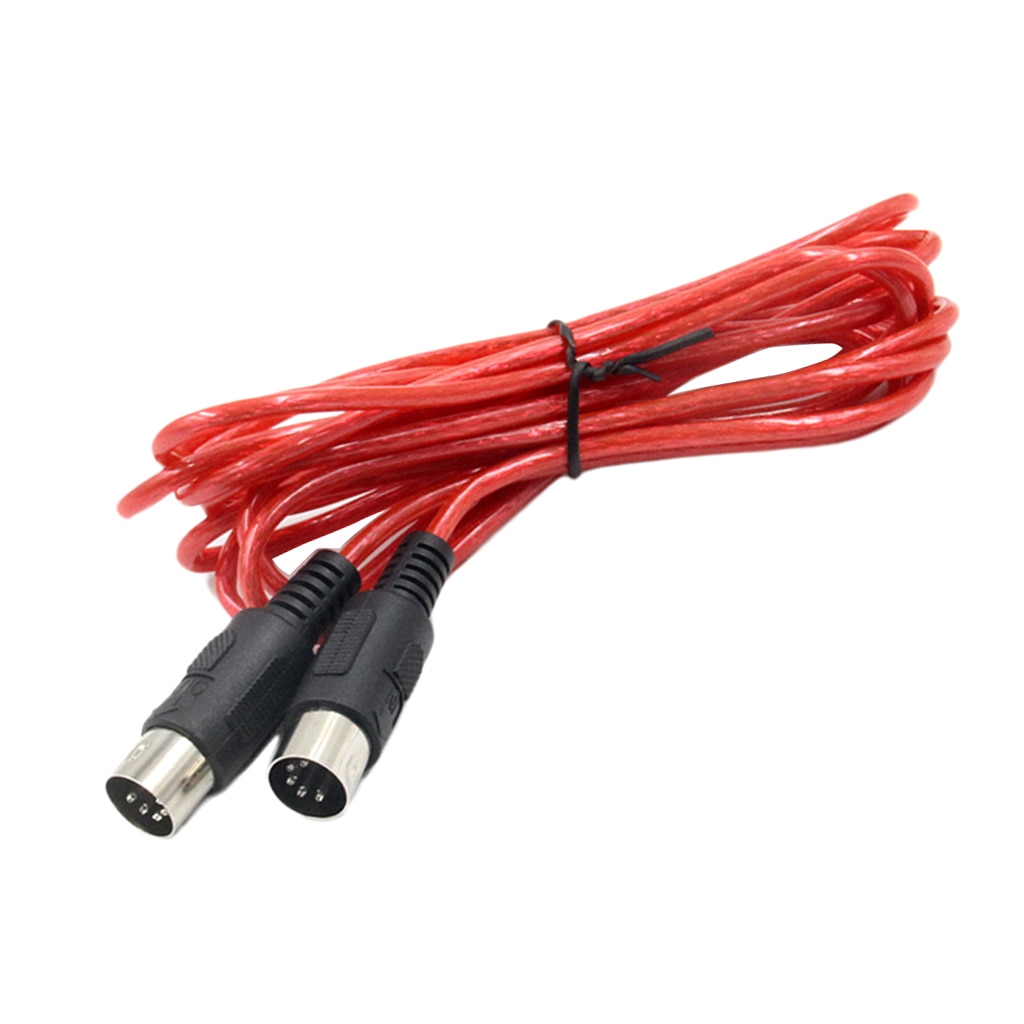 Red 5 Pin Male To 5 Pin Male MIDI Extension Cable Guitar Amplifier Connector