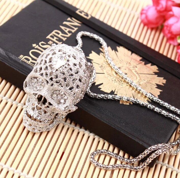 Punk kranium krystal åben armring til mænd f othic dobbelt kranie hoveder manchet armbånd mænds bedste charms skinnende smykker