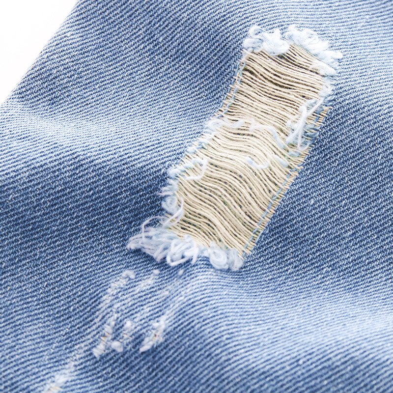DIIMUU Kids Baby Clothing Boys Denim Pants Children Jeans Cute Cartoons Hole Elastic Waist Long Trousers