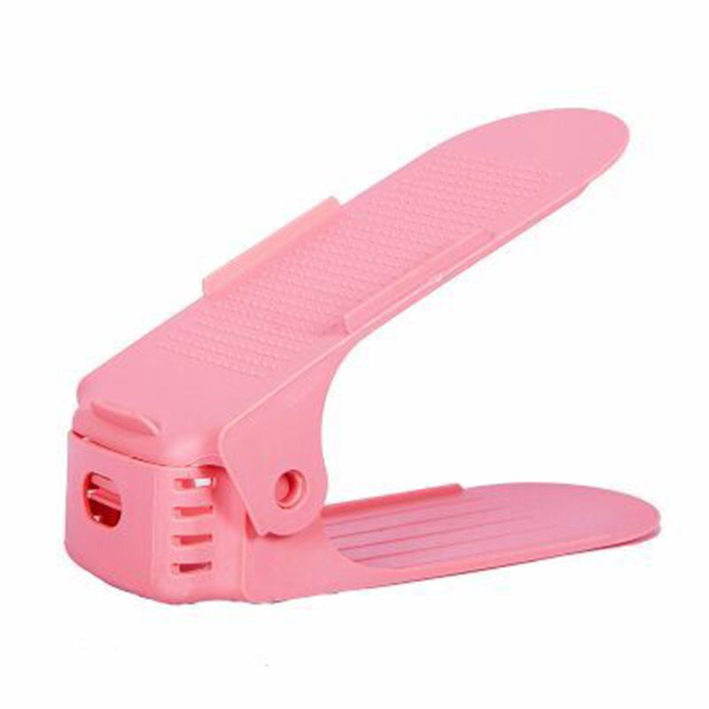 Adjustable Shoe Hanger Storage Organizers Home Wardrobe Space Saving Shoe Storage Rack Shoebox Rack Double Shoes Stand Shelf: Pink
