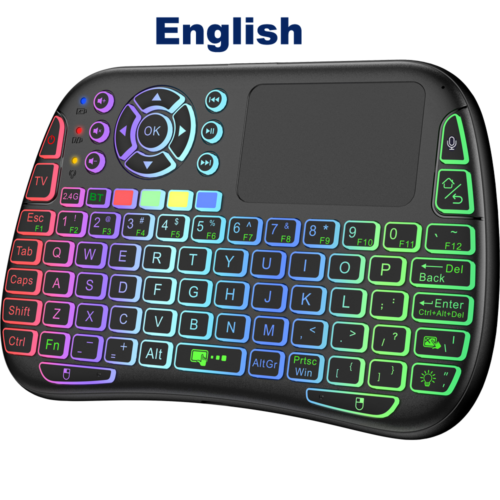 Yitukeji M9 Bluetooth Mini Wireless Keyboard 7 Podświetlana mysz Google Voice Air Mouse Remote Lithium Battery dla Android TV Box PC