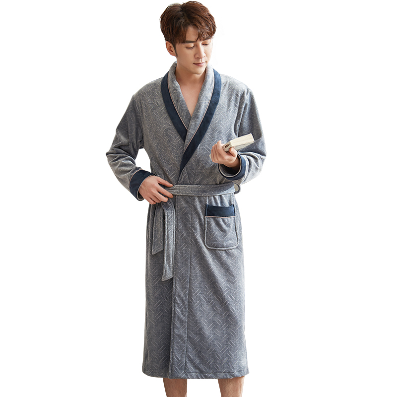 Geometrische Patronen Gewaden Voor Mannen Dikke Warme Zachte Eiland Fleece Lange Badjas Heren Kimono Badjas Man Badjas Gewaden xxxl