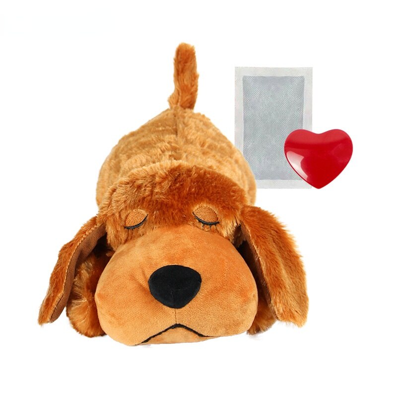 Pet Comfort Dog Toys for Small Dogs Pets Stress Release Accompanying Sleep Simulated Heartbeat Plush Toy Pet Accessories: 3pcs dark brown