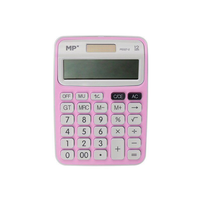 MP® Calculadora 12 Dígitos con Pantalla LCD Fuente Energía Solar Portátil Oficina Escritorio Estudiantes Escuela Batería Suministros Material Escolar TrabajoBotón Matemáticas Herramienta Digital Papelería 4 Colores: Rosa