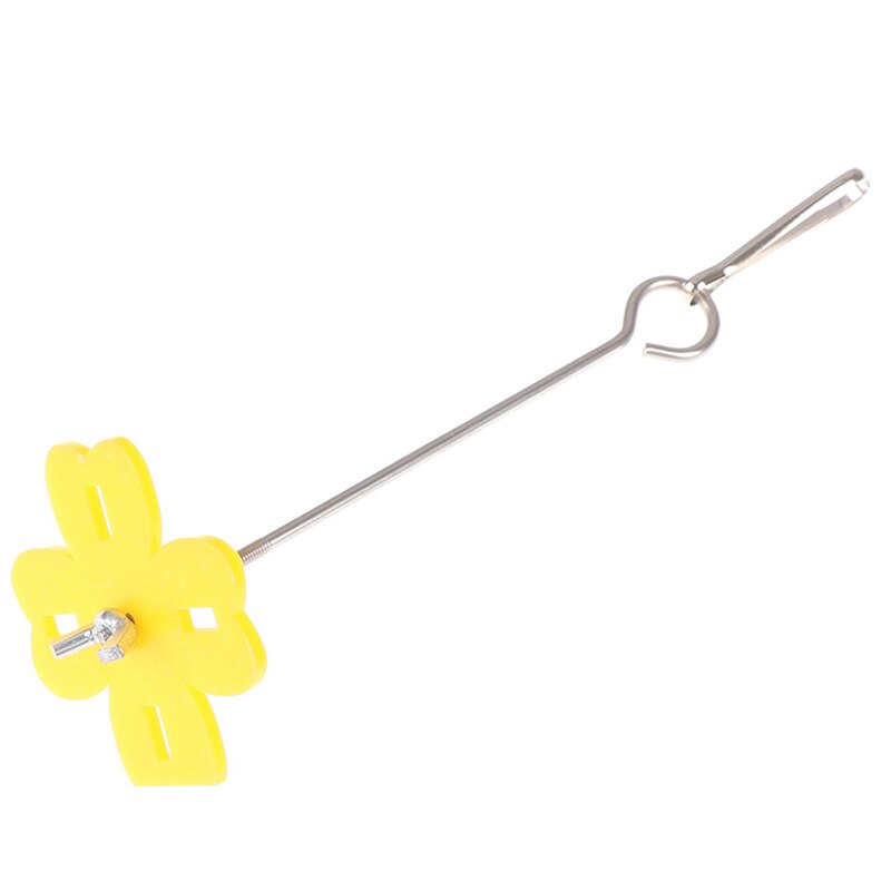 Palo para carne lanza fruta soporte aves herramienta de alimentación nueva flor jaula para loros y pájaros de acero inoxidable alimentador de alimentos tenedor palillo pincho comida: Amarillo / L