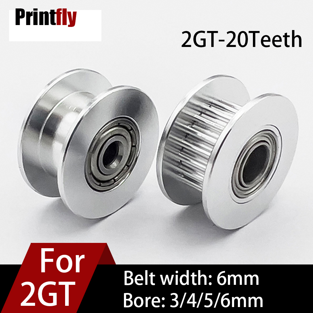 Printfly-piezas de impresora 3D, polea de sincronización GT2, engranaje de 3/4/5/6MM, 20 dientes, síncrono, para correa de distribución GT2