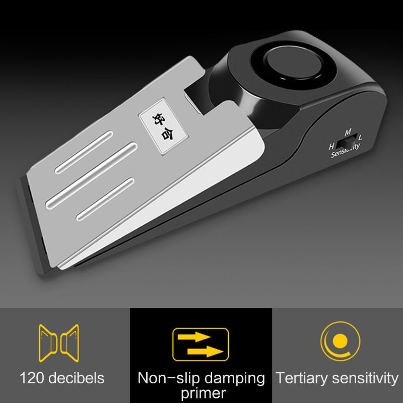 120dB Door Stop Alarm Portable Vibration Alert Burglar Security Door Stopper Blocking System for Home Travel Wireless Safety Too