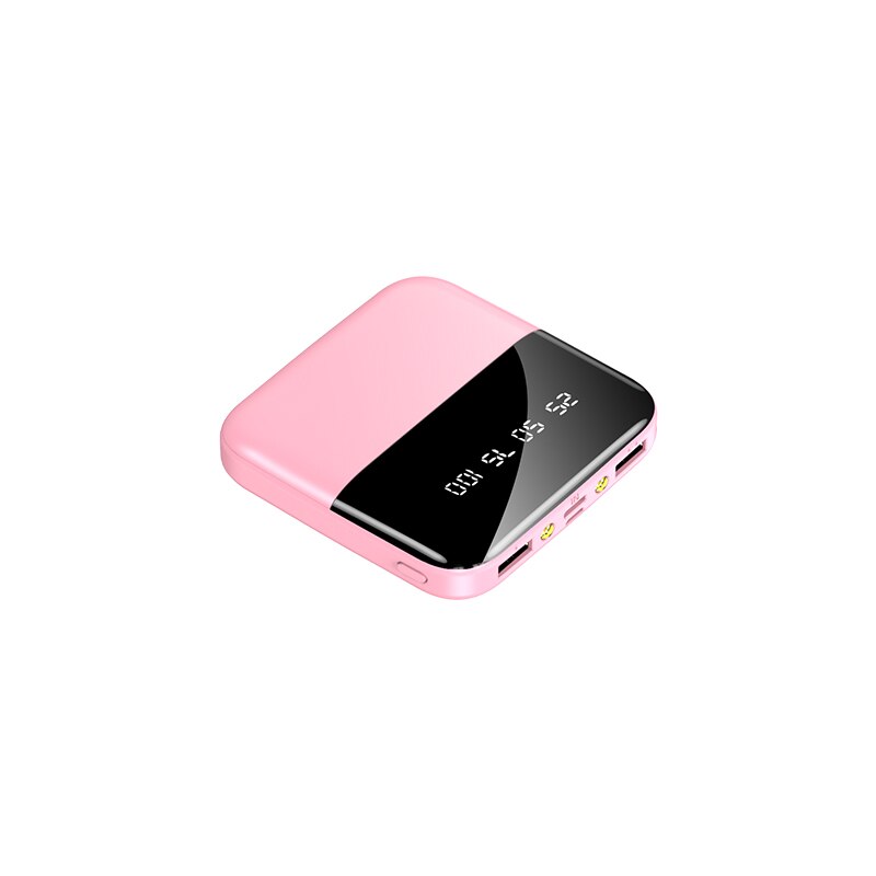 30000mAh Mini Power Bank Fast Charger for Iphone Xiaomi Huawei 2 USB LCD Type C Powerbank Portable External Battery Pack: pink
