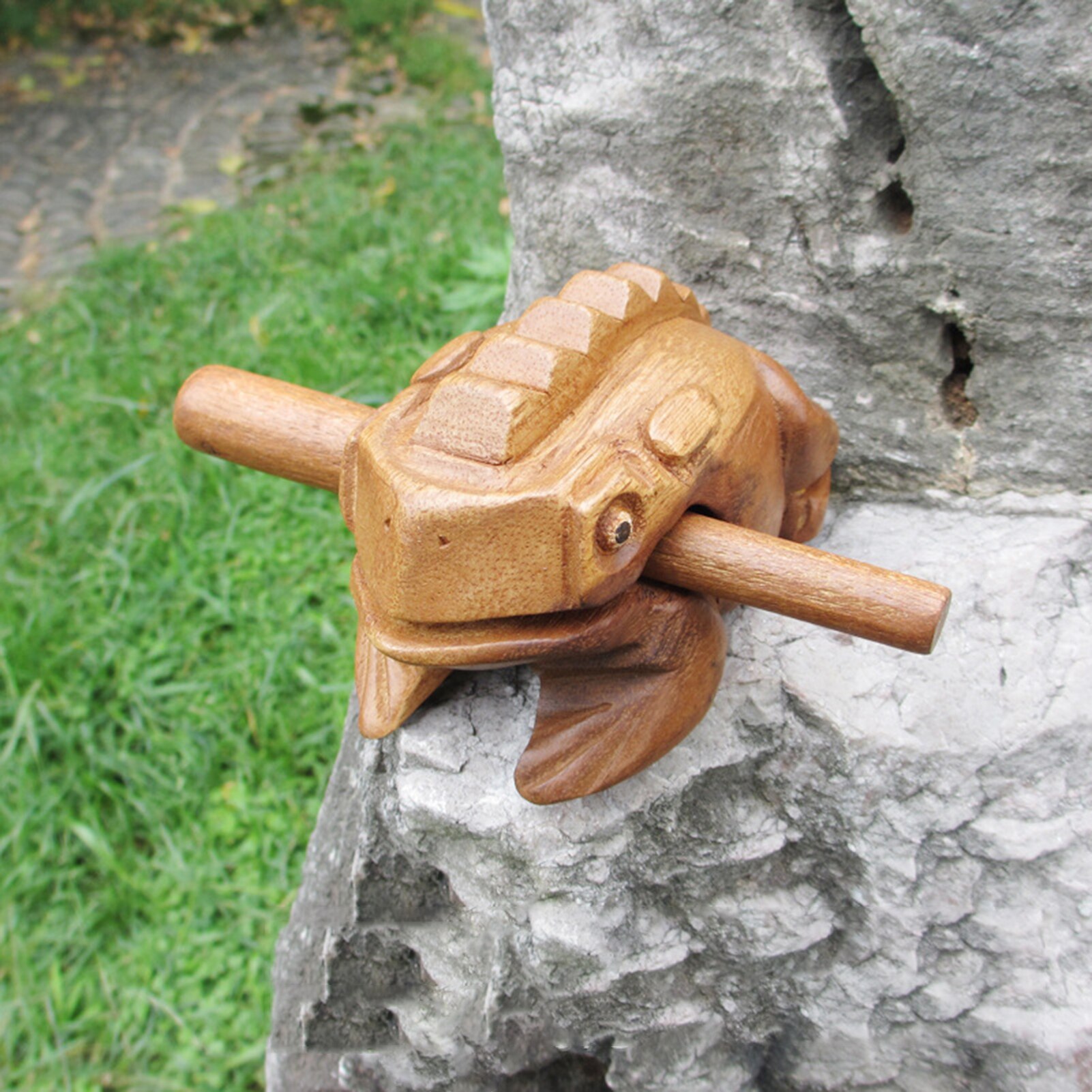Wooden Lucky Frog Croaking Musical Instrument Tone Block Home Office Decor Craft