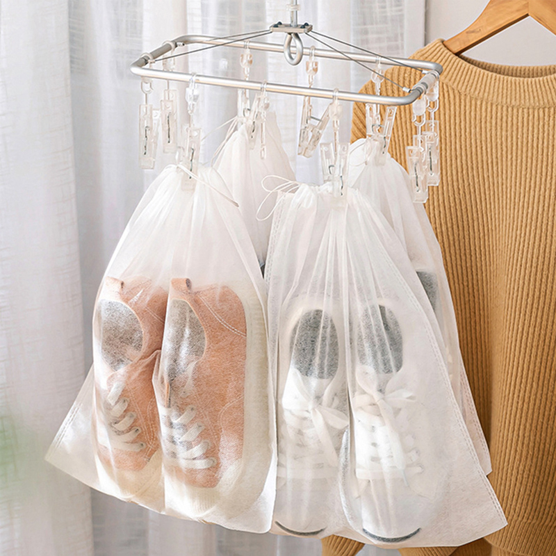 Ensemble de 10 housses anti-poussière pour chaussures, Non tissées, anti-poussière, sac de rangement transparent avec cordon de serrage, pochette de voyage, sacs à chaussures, protection des chaussures de séchage