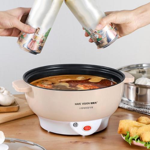 220V Multifunctional Electric Cooker Heating Pan Electric Cooking Pot Machine Noodles Rice Eggs Soup Steamer Cooking Pot: Single Layer