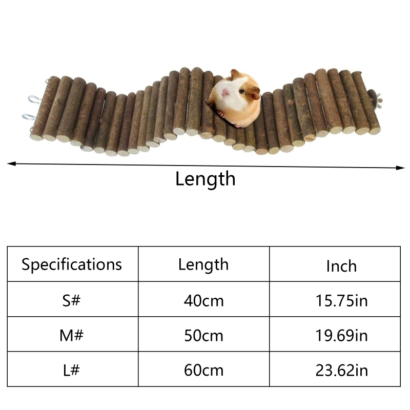 Pont suspendu pour Hamsters, petite échelle d&#39;escalade pour animaux de compagnie, Tunnel pliable en bois naturel, gerbille, jouets à mâcher