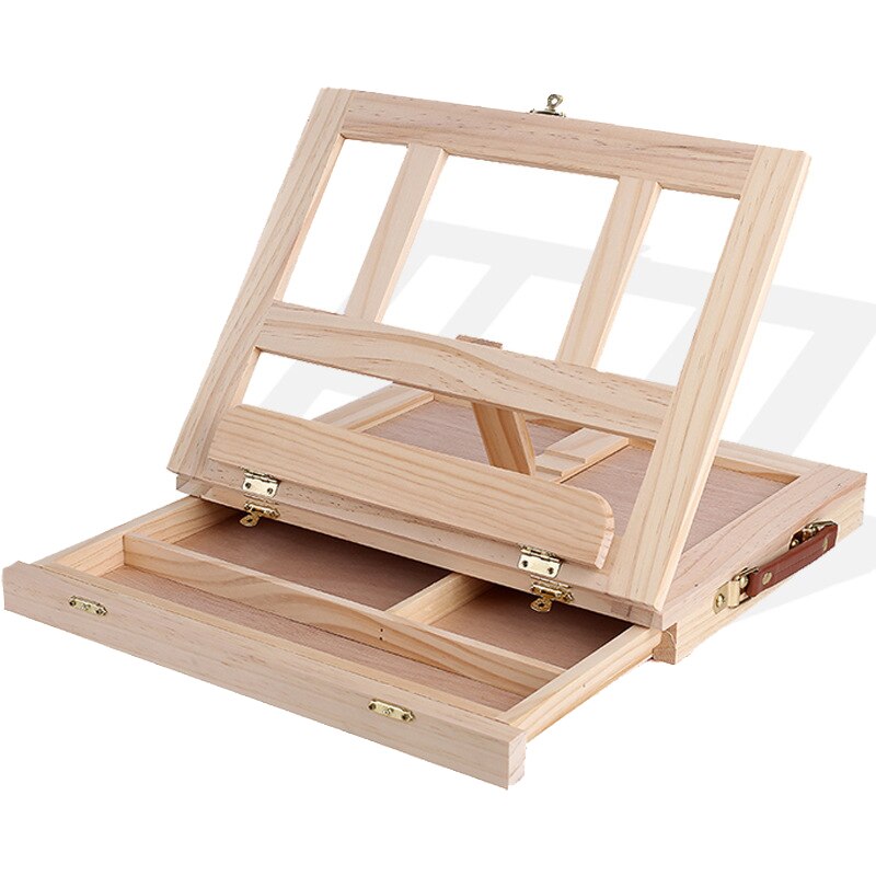 Desktop wood table easels for painting artist kids skuffeboks bærbar desktop laptop tilbehør koffert maling hardware art su: Default Title