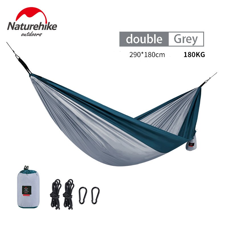 Naturehike-hamaca portátil para acampar al aire libre, para adulto, para senderismo, individual, doble, ultraligera: Double Grey