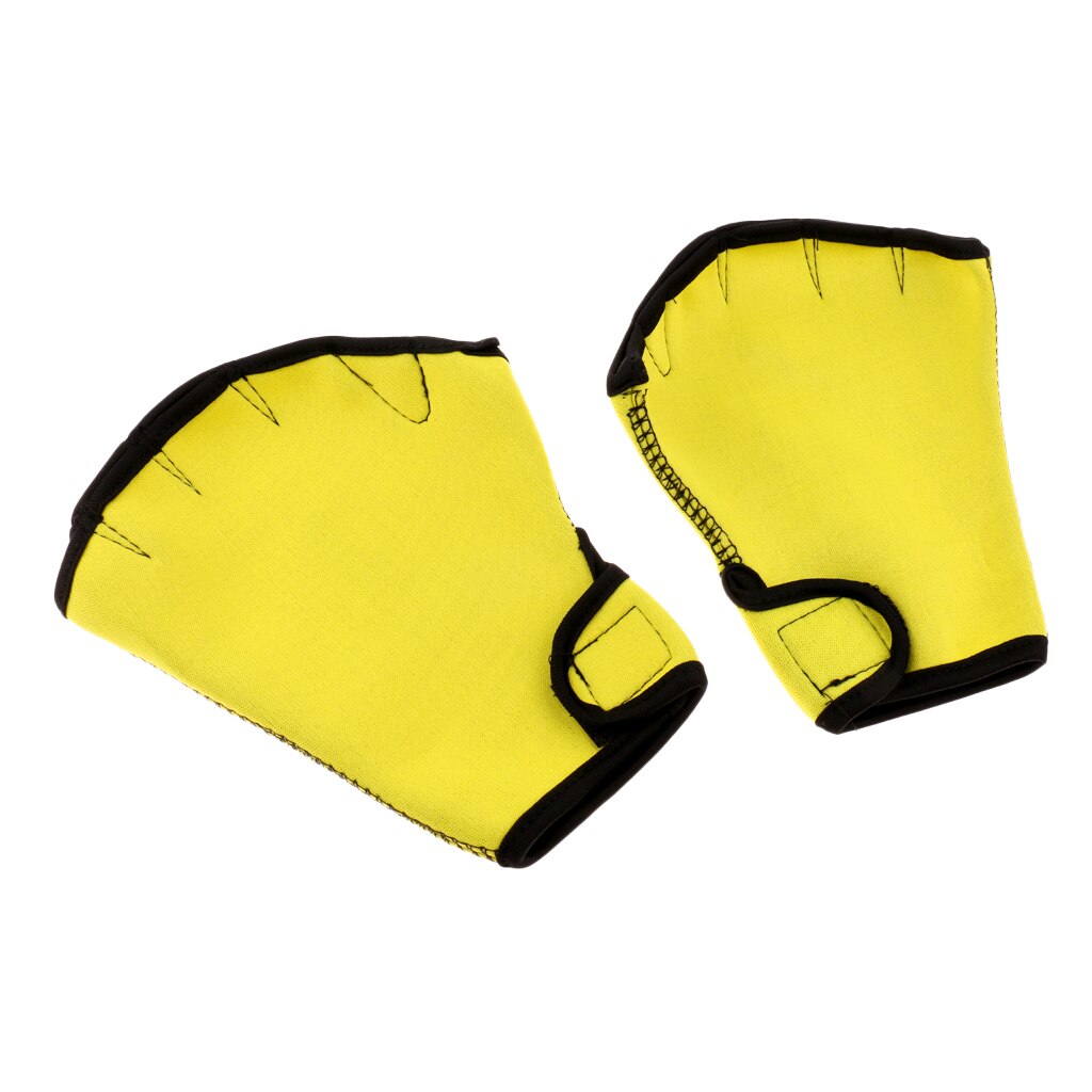 Magideal 1 par simning dykhandskar vattenkondition vattenmotståndsträning fingerfri webbed paddle neoprenhandskar gul