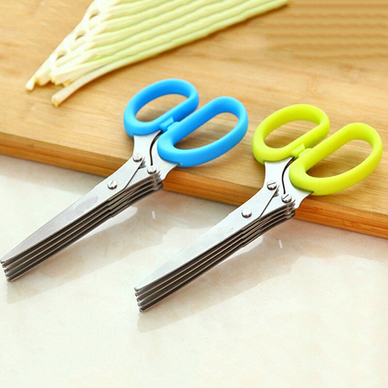 Keuken Schaar Roestvrij Staal Vijf Lagen Keuken Schaar Voedsel Snijders Groene Ui Koriander Zeewier Choppers Keuken Gereedschap