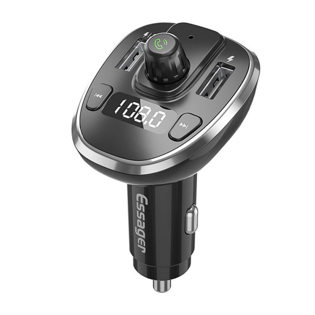 Essager – chargeur de voiture USB sans fil pour iPhone, transmetteur FM, Bluetooth, lecteur MP3, lecteur multimédia, charge rapide, pour téléphone: Silver