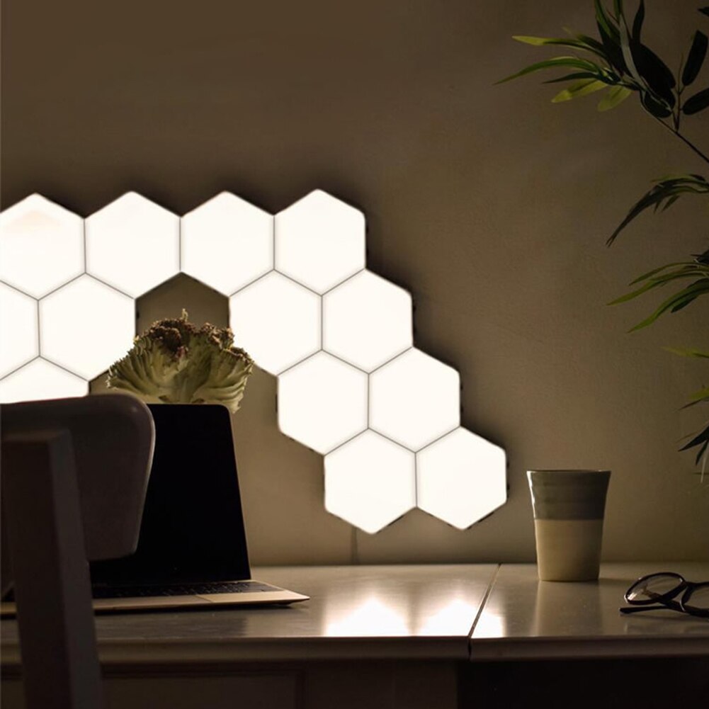 4/6/pcs capteur tactile LED lumière quantique magnétique hexagone modulaire lampe de nuit mur décor lumière ue nid d'abeille outil d'éclairage