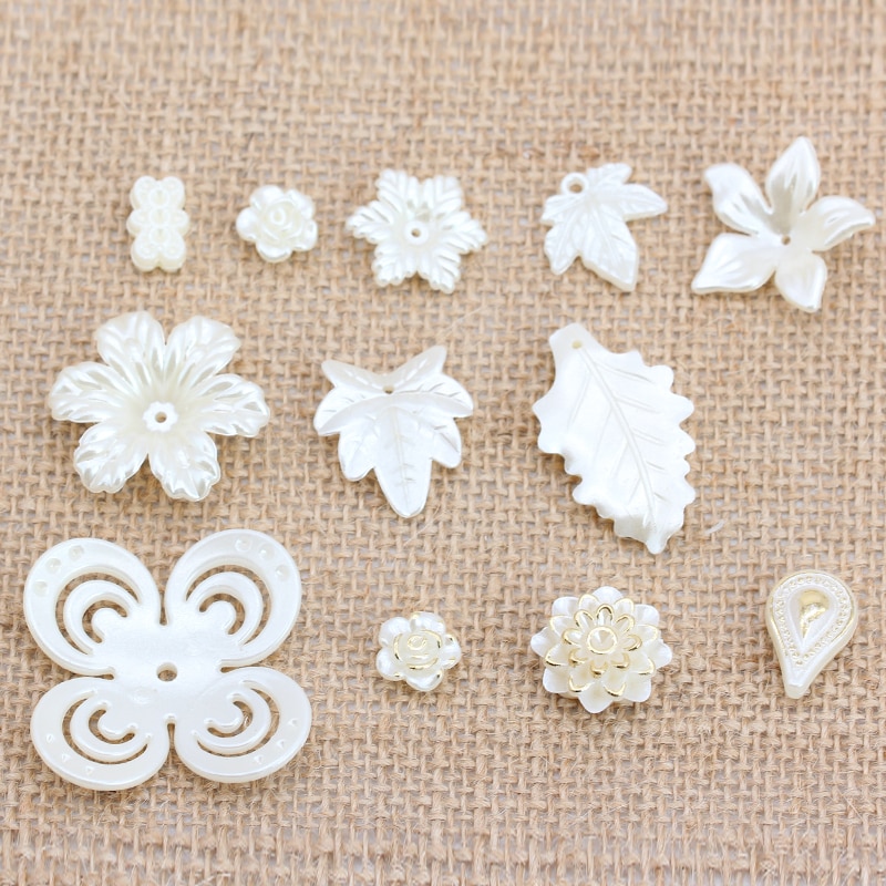 50p blommor sy på flatback abs imitation pärla lös spacer pärlor charm prydnad handarbete halsband örhängen smycken hantverk