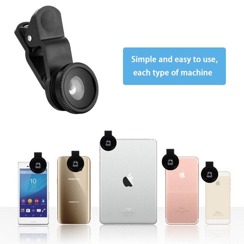 Lente de ojo de pez 3 en 1, gran angular, Macro ojo de pez, Zoom, Kit de lentes con Clip para iPhone, Xiaomi, Samsung, teléfono móvil, lente de cámara
