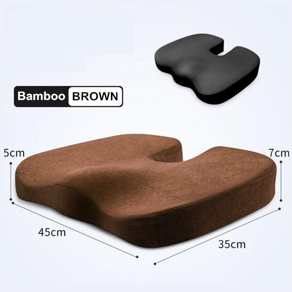 Purenlatex 45*35*7 U-vorm Trage Rebound Zachte Memory Foam Bank Bureaustoel Heupen Kussen Zitkussen pad Lumbale Stuitbeen Beschermen: Brown BambooCharcoal