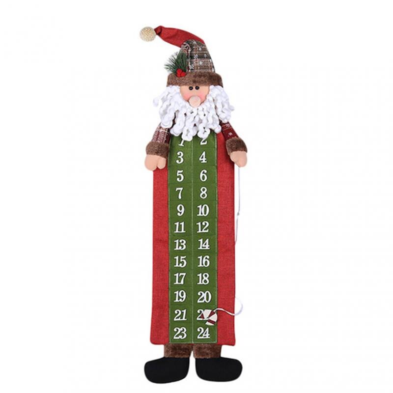 Juleadventskalender med lommer vegghengende nissefilt adventskalender 24 dager nedtelling julekalender for hjemmeinnredning: C
