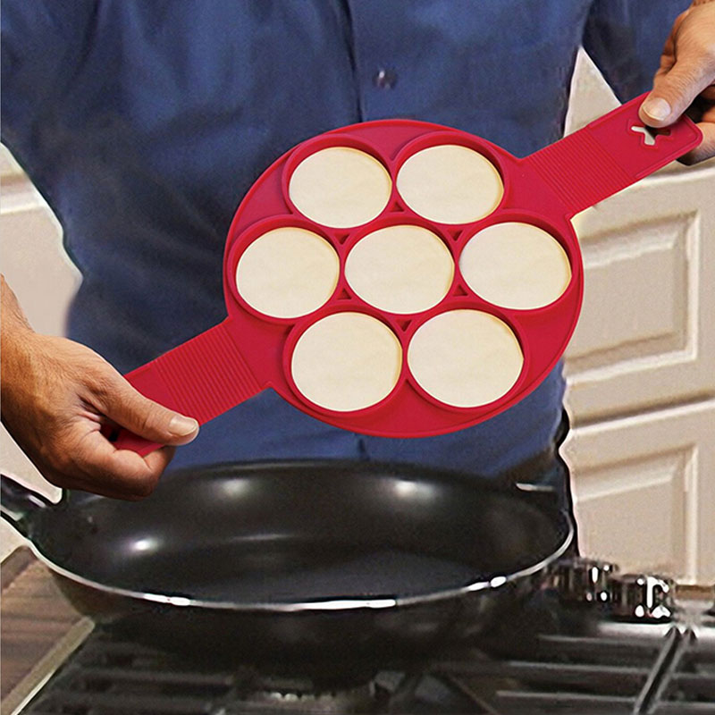 Moldes de tortitas para freír tortitas, 7 agujeros, cocina redonda, molde de tortitas para cocinar huevos, Helpers, con tapa de BPA, forma de cocina, Sili B3H1 gratis
