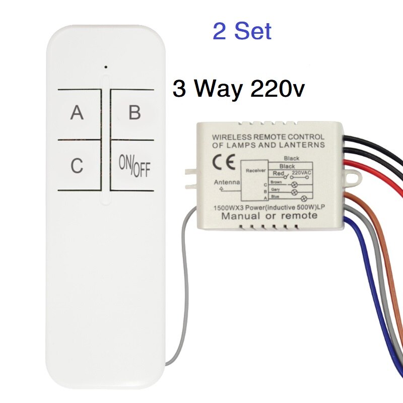 Qiachip Draadloze Afstandsbediening Lichtschakelaar 220V Ontvanger Zender Op/Off Digitale 1/2/3 Way Muur Afstandsbediening schakelaar Lamp: 3 Way 2 Set-220v