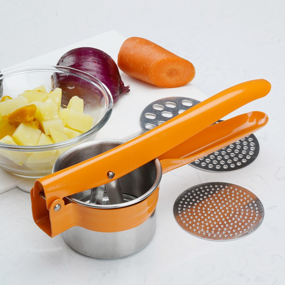 Rvs Aardappel Ricer Stamper Met 3 Verwisselbare Fijnheid Discs Keuken Fruit Groente Juicer Press Crusher Knijper