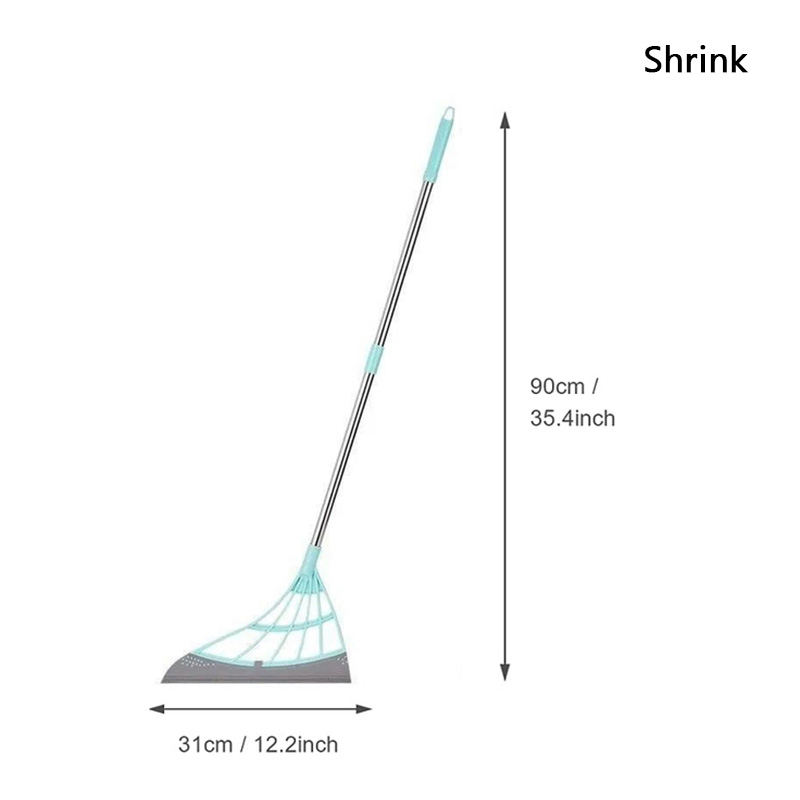 Escoba de goma para barrer, escoba mágica para pelo de mascotas, escobilla de limpieza de suelo para limpieza de suelo escobilla de goma para suelo: Green Telescopic