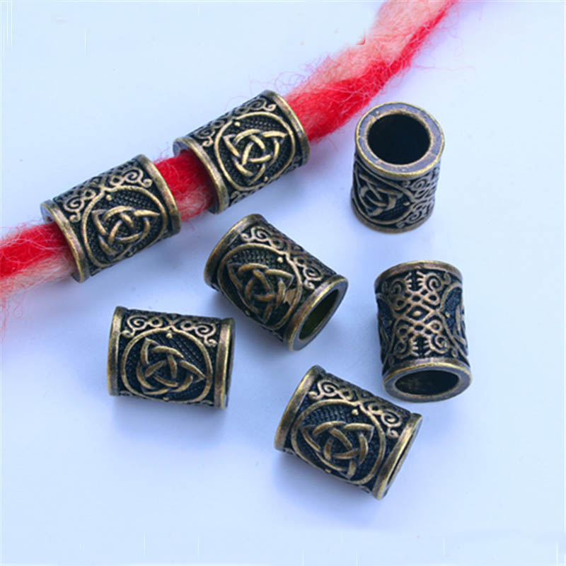 5 stuks Viking Kralen Haar Vlecht Baard Dreadlock Kralen 8mm Gat Sieraden Armband Maken Metalen Kraal DIY Accessorries: PEACOCK BLUE