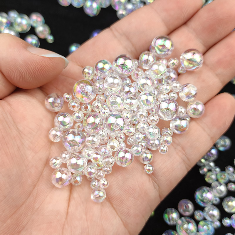 4/5/6/8/10mm 50 ~ 600 stk. hvide abs-plastik runde charms afstandsstykker løse perler til smykkefremstilling gør-det-selv armbånd halskæde tilbehør: 4mm